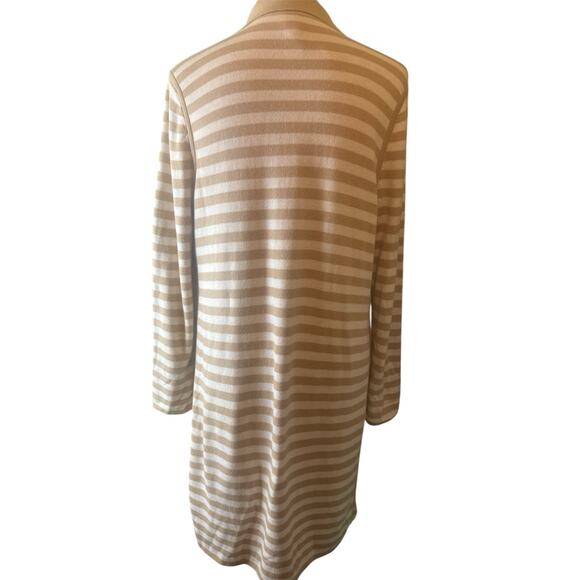 Chicos Cardigan Womens Sz 1 Us M Tan White Reversible Open Front Long Sleeve - Picture 2 of 4